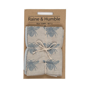 Honey Bee Tea Towel Set (Blue)