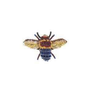 Blue Banded Bee Brooch Pin